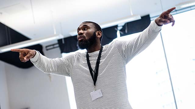 Daniel Bailey leads a directing class